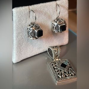Sterling silver with onyx Pendant and earrings